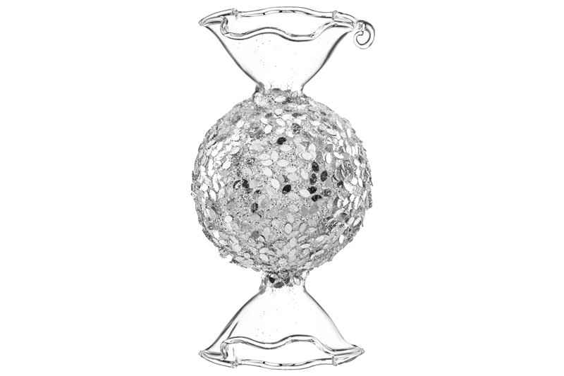 Набор 2 стеклянных новогодних игрушек 12*6 см