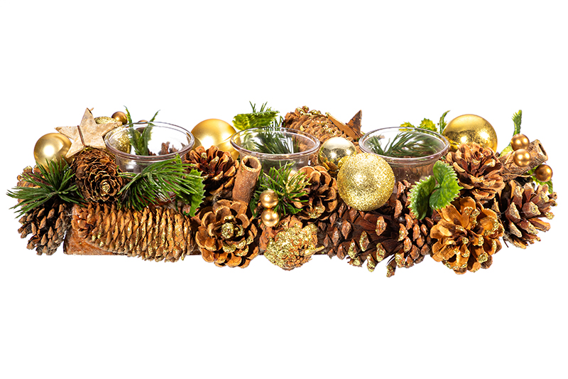 Новогоднее украшение подсвечник 38*14*8 см