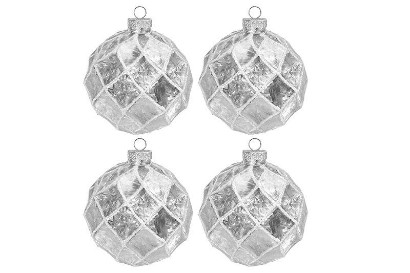 Набор 4 стеклянных новогодних шаров 7,5*7,5 см