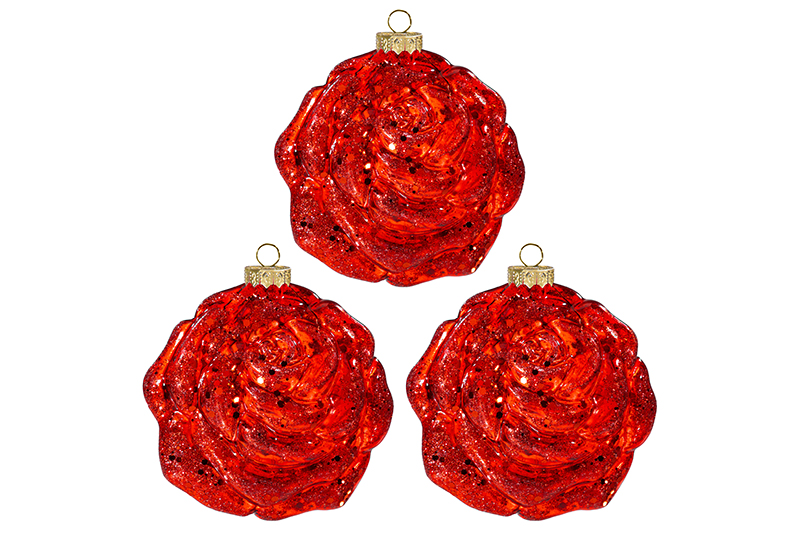 Набор 3 стеклянных новогодних игрушек 9,3*9,3 см