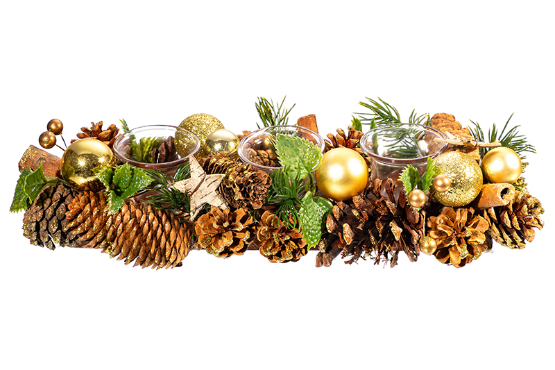 Новогоднее украшение подсвечник 38*14*8 см