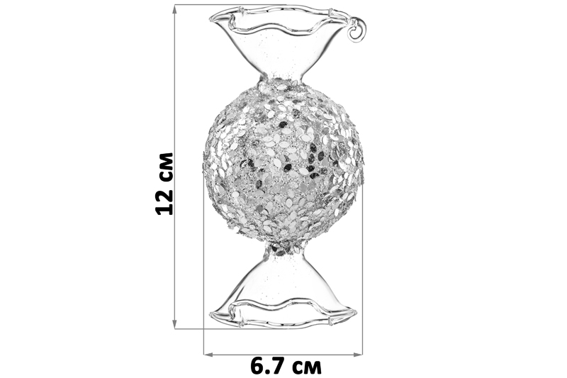 Набор 2 стеклянных новогодних игрушек 12*6 см