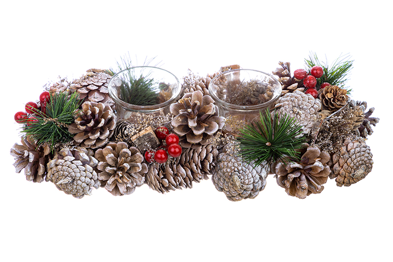 Новогоднее украшение подсвечник 33*15*8 см