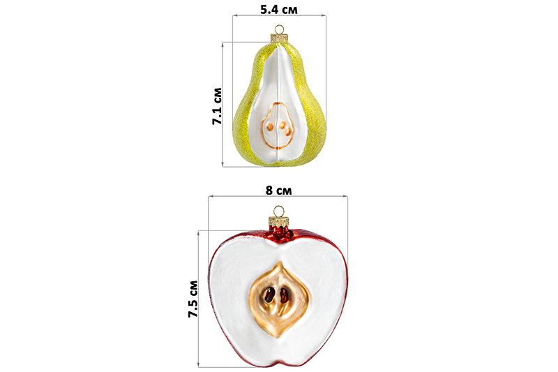 Набор 2 стеклянных новогодних игрушек