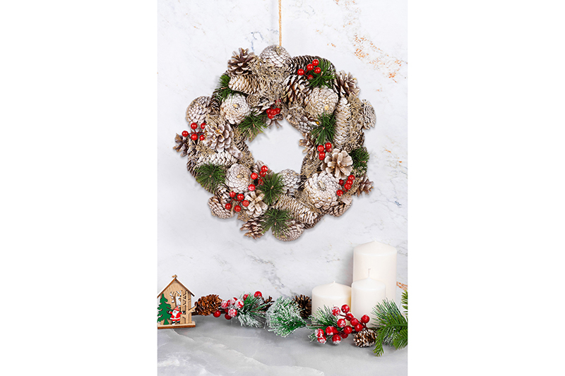 Новогоднее украшение венок 34*34*8 см