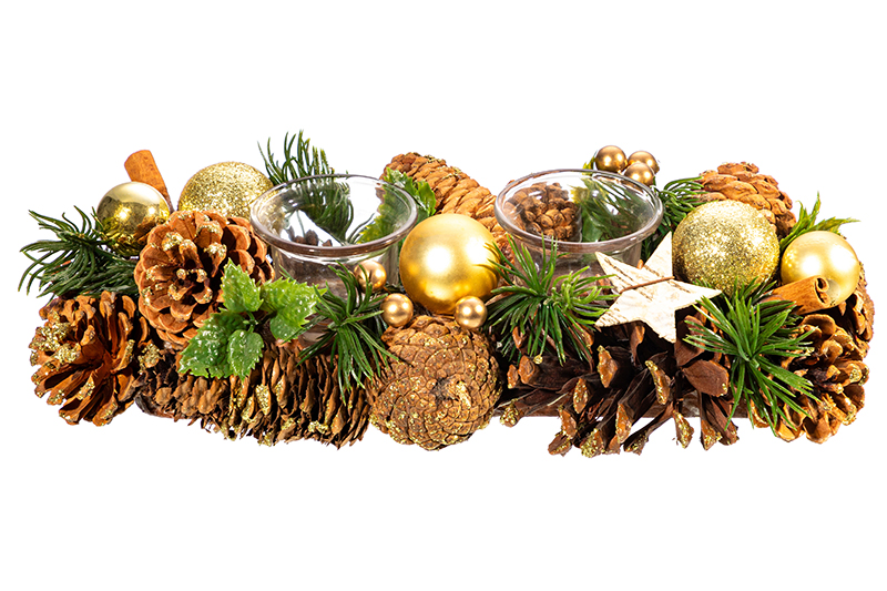 Новогоднее украшение подсвечник 32*14*8 см