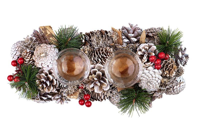 Новогоднее украшение подсвечник 33*15*8 см