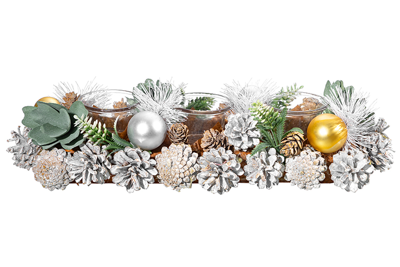 Новогоднее украшение подсвечник 38*14*8 см