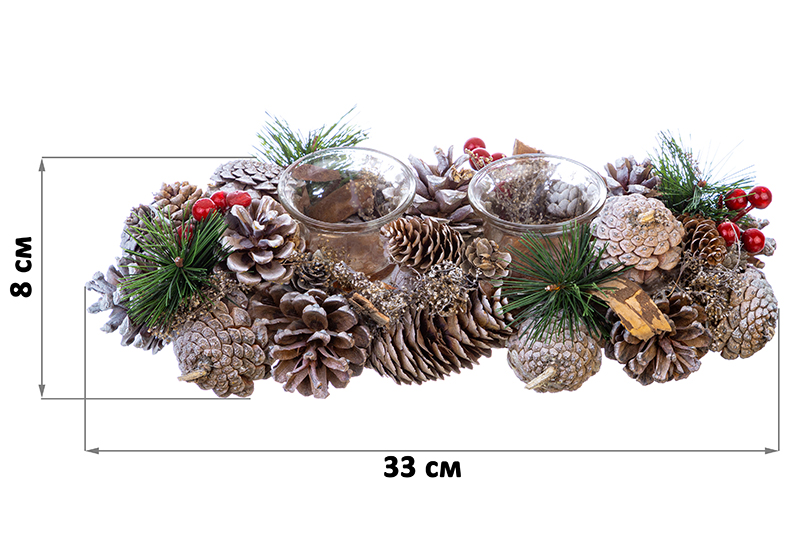 Новогоднее украшение подсвечник 33*15*8 см