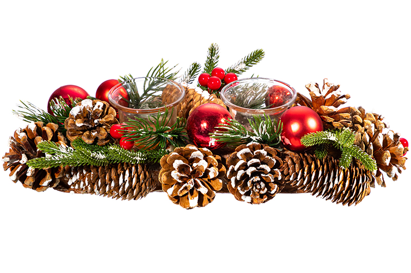 Новогоднее украшение подсвечник 32*14*8 см