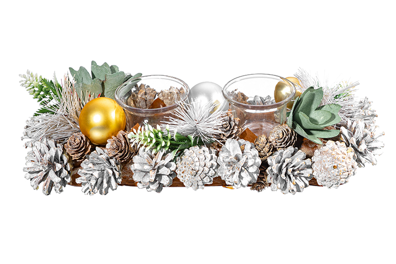 Новогоднее украшение подсвечник 32*14*8 см