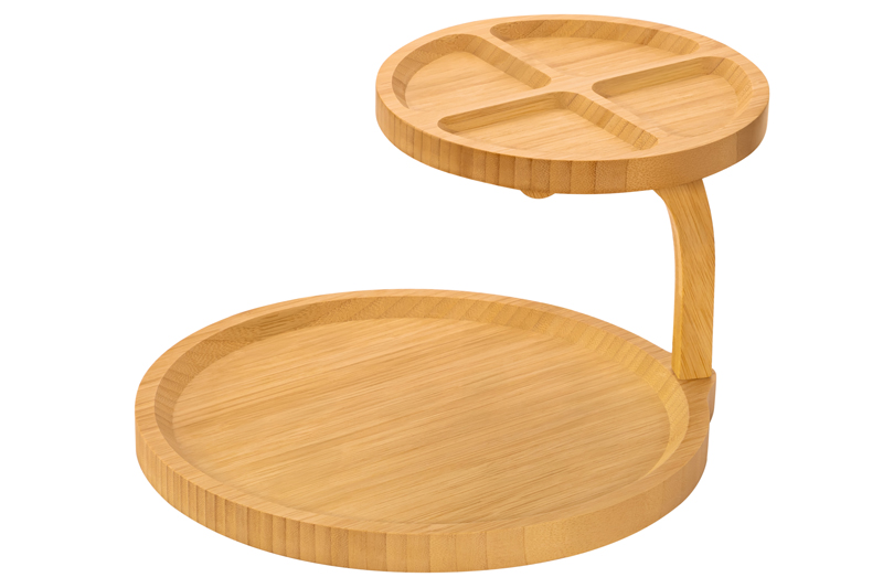 Подставка 2-уровневая круглая 30*29*18,5 см, секционная, многофункциональная, бамбук