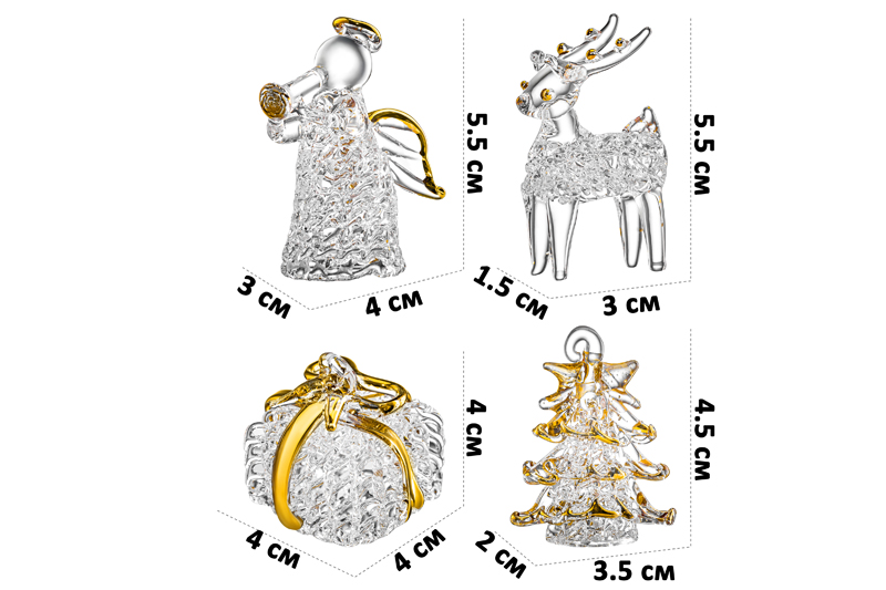 Набор 4 новогодних игрушек