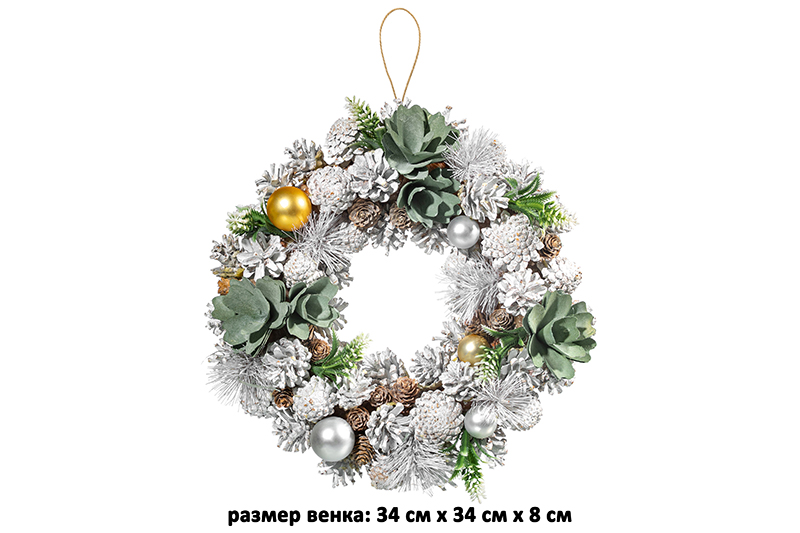Новогоднее украшение венок 34*34*8 см