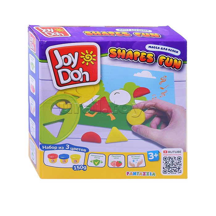 Масса для лепки набор Shapes fun - Формы, 8 карточек с трафаретам, 12 форм и аксессуаров, 3 баночки с тестом, (3 x 50 г.)