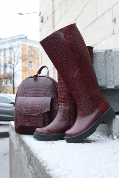 Женские сапоги из бордовой рептилии Asteria 15