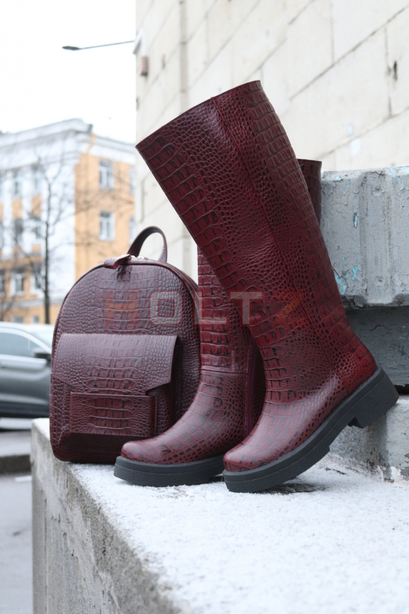 Женские сапоги из бордовой рептилии Asteria 15