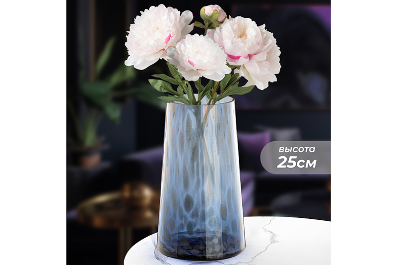 БЫЛО 1637 руб! Ваза 15*15*25 см сине-золотистая, стекло