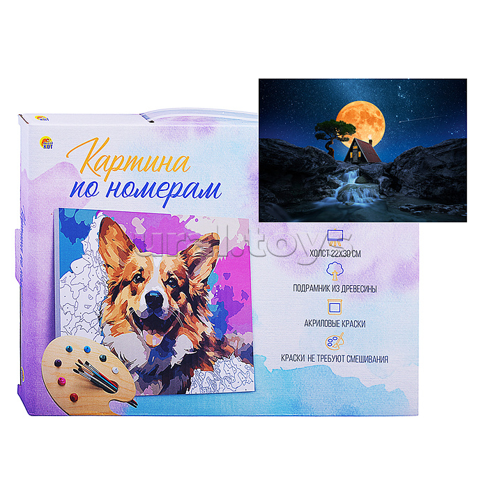 Холст с красками 22х30 по номерам