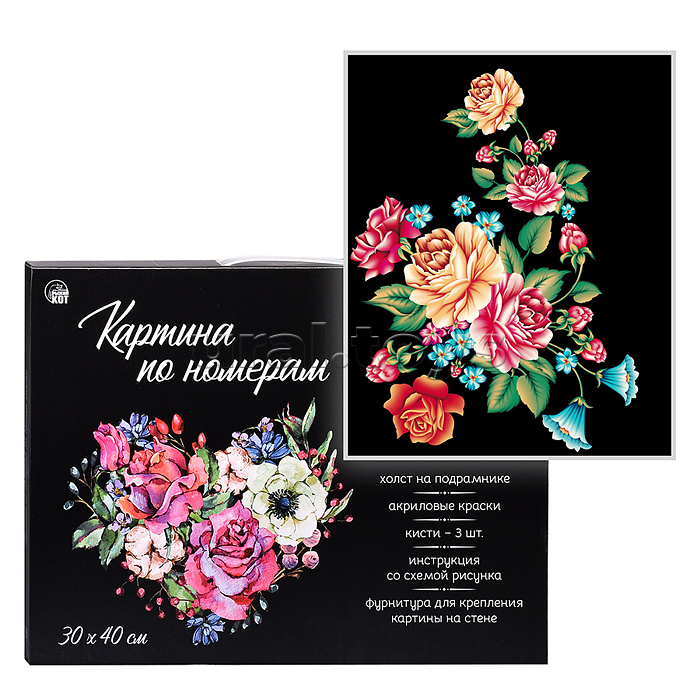 Холст с красками 30х40 см по номерам
