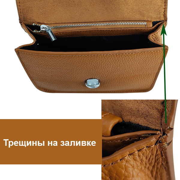 УЦЕНКА. Трещины на заливке клапана с двух сторон. Женская сумка Borgo Antico. Кожа. 6201/K106# earth yellow
