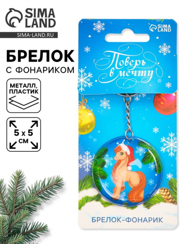 Брелок новогодний с фонариком «Поверь в мечту», 5×5 см