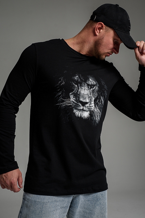 Мужской лонгслив 8514/1 / черный+лев