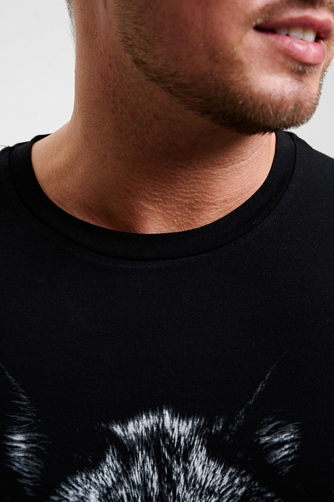 Мужской лонгслив 8514/1 / черный+волк