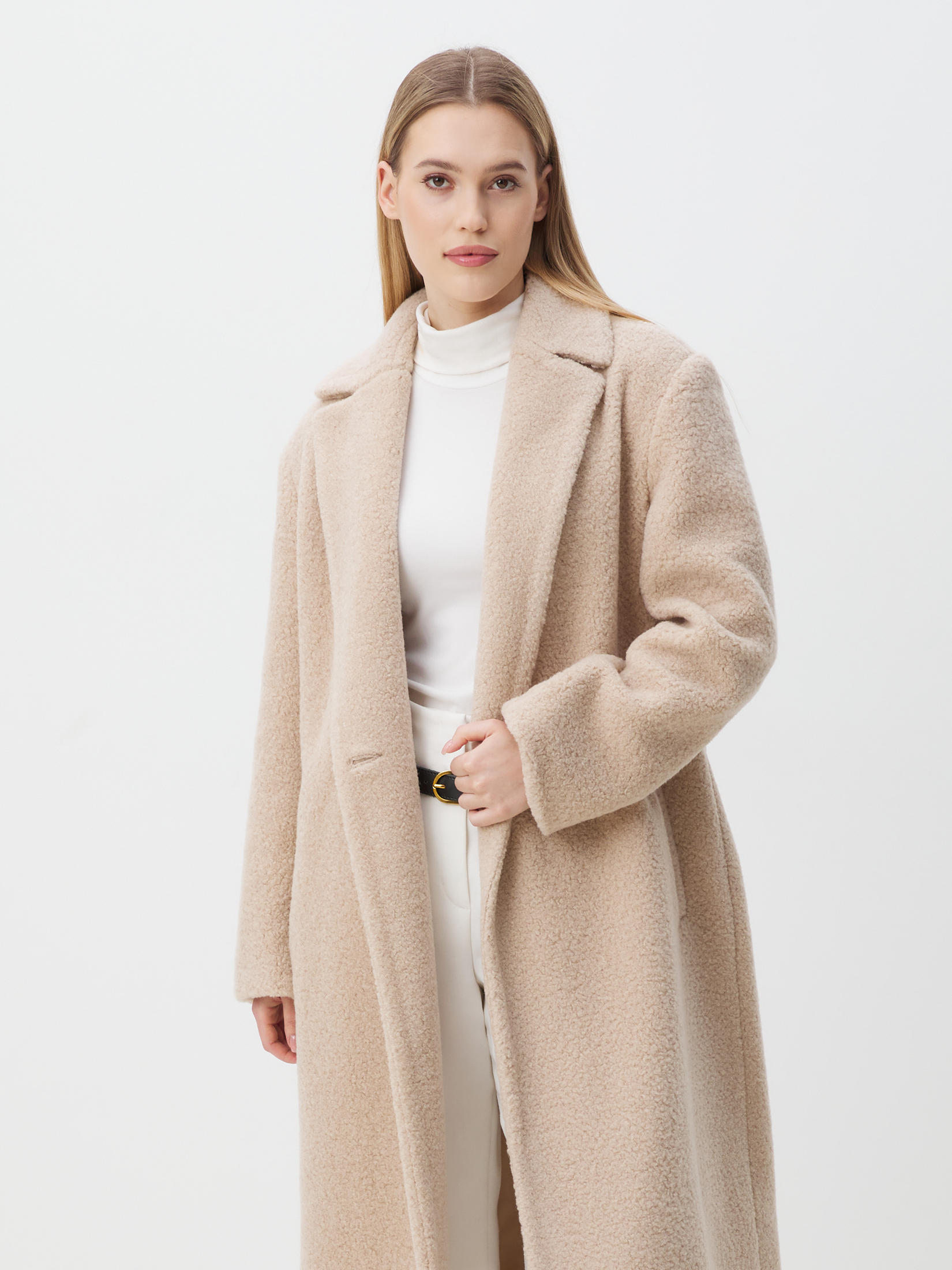 Женское пальто тедди MAISON DAVID SONIA_TEDDY 05 4508118, светло-бежевый
