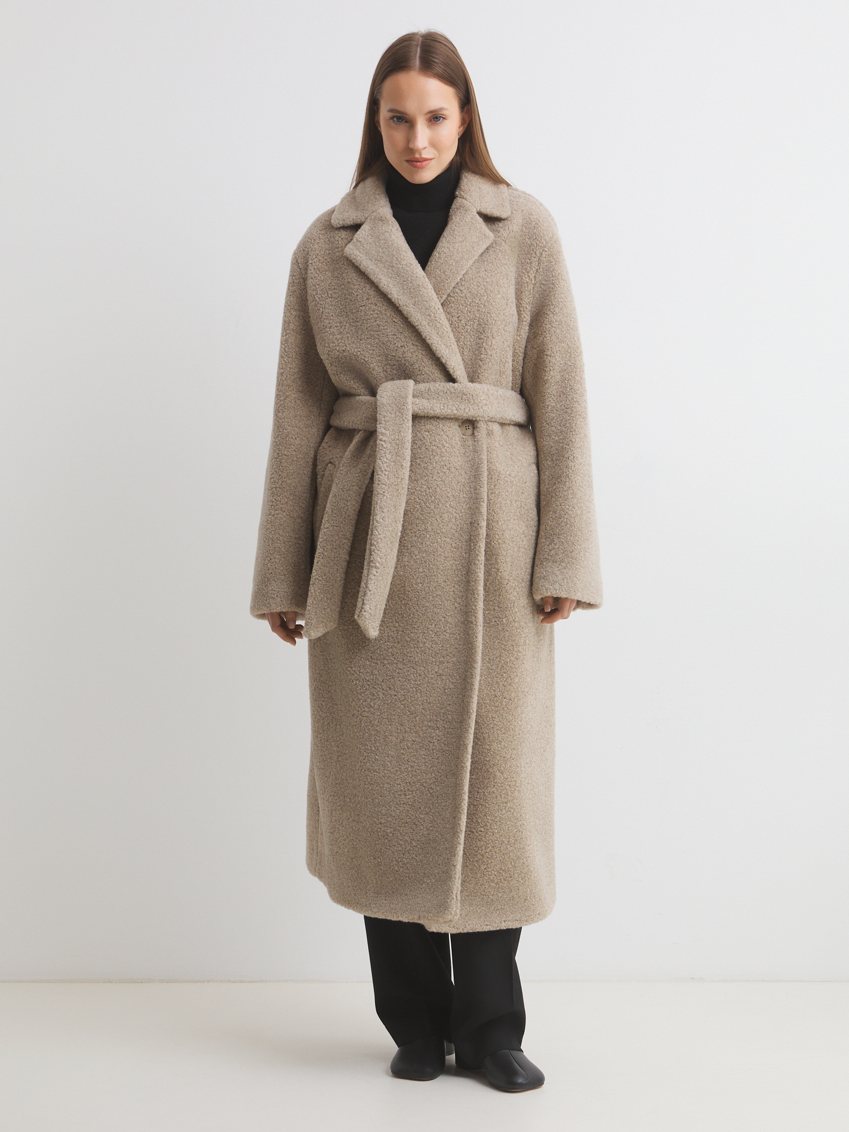 Женское пальто тедди MAISON DAVID NASTIA_TEDDY 05 4560745, серо-бежевый