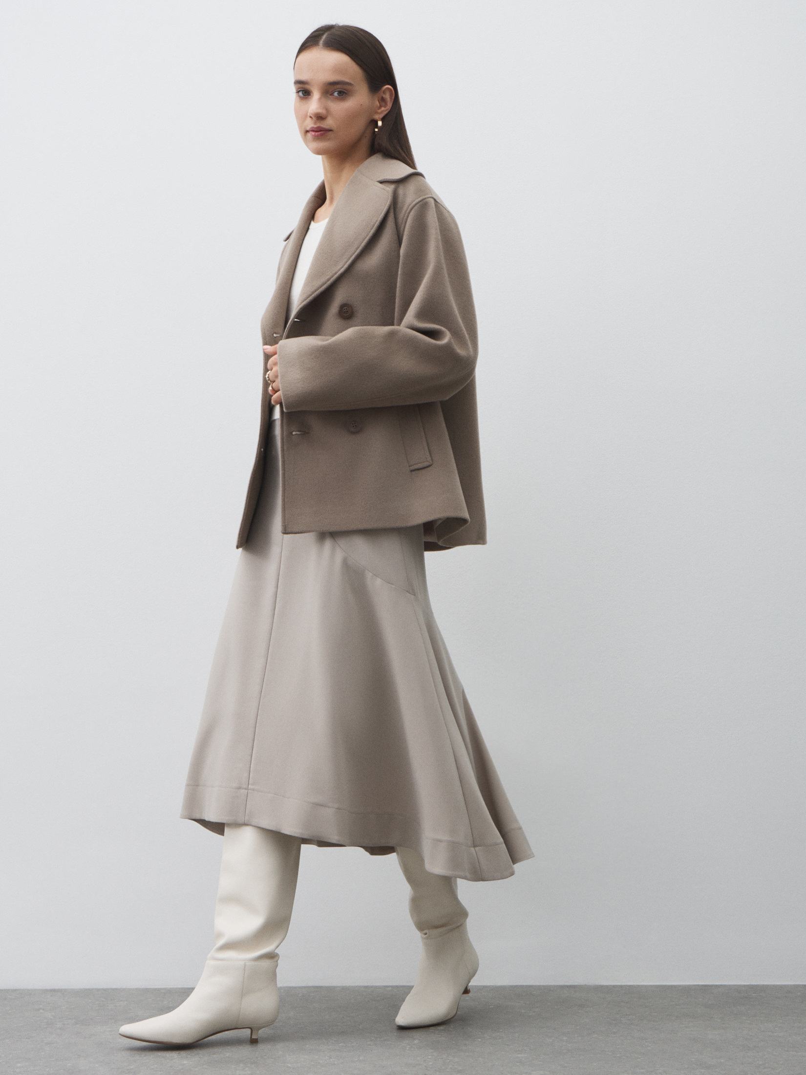 Женское полупальто MAISON DAVID SABINA 4228123, серо-коричневый