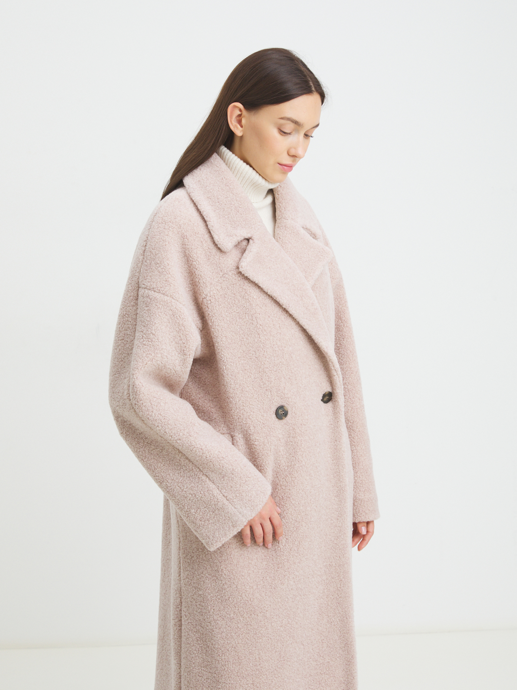 Женское пальто тедди MAISON DAVID JULIA_TEDDY 4293697, розовато-бежевый