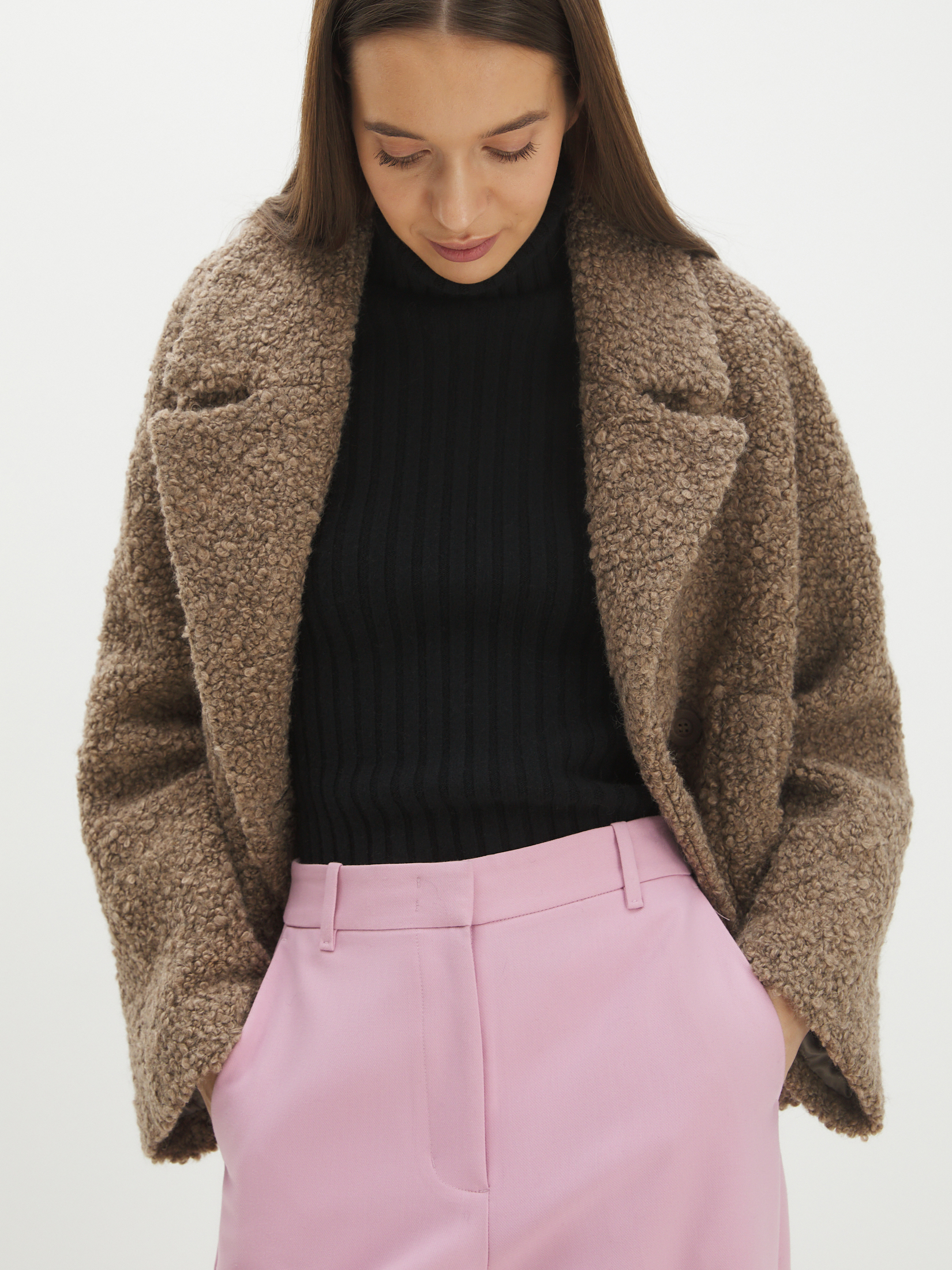 Женское полупальто MAISON DAVID LILOU_ALPACO 4439835, серо-коричневый