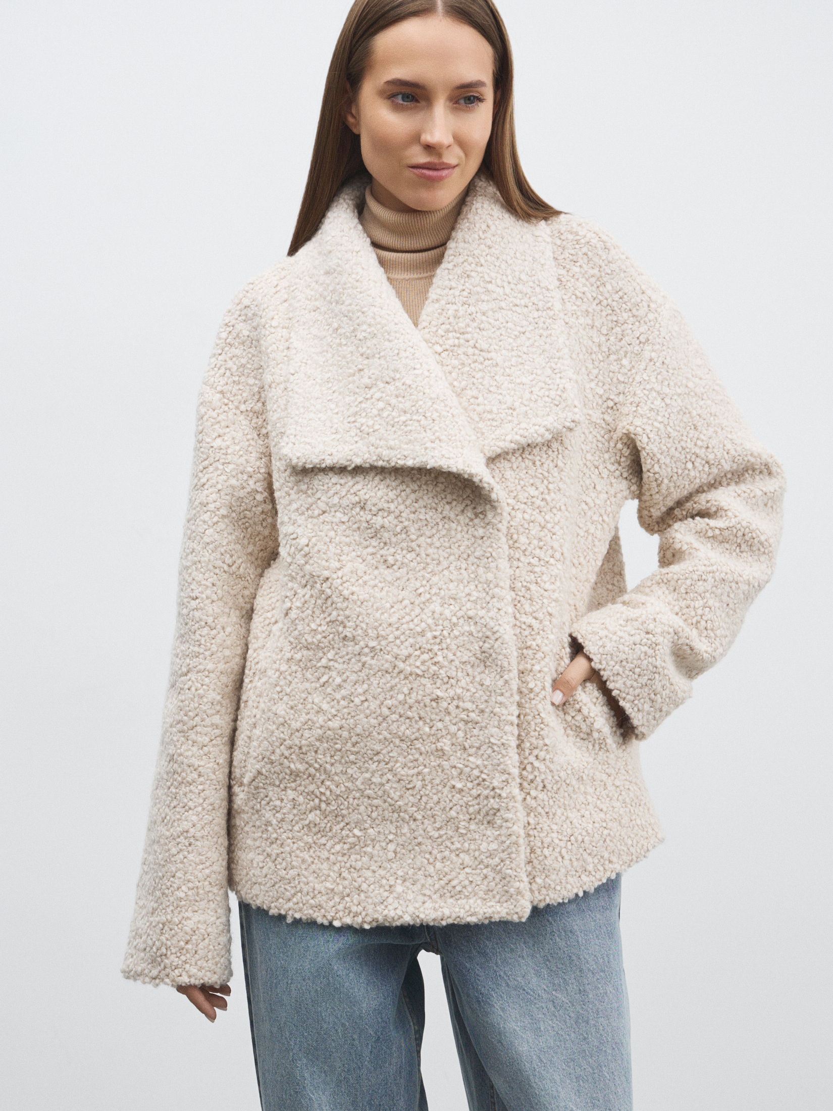 Женское полупальто MAISON DAVID MARTHE_ALPACO 4858881, молочно-бежевый