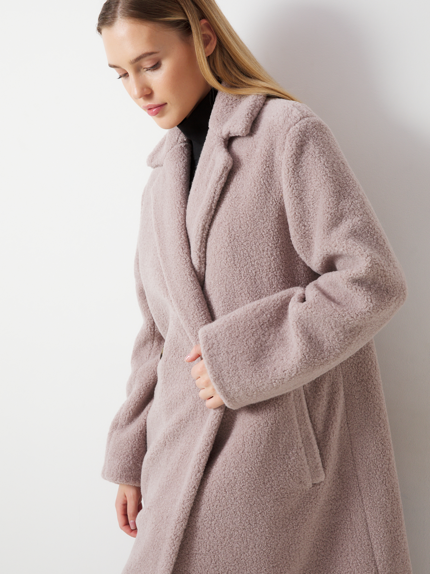Женское пальто тедди MAISON DAVID MALTA_TEDDY 4301561, серо-розовый