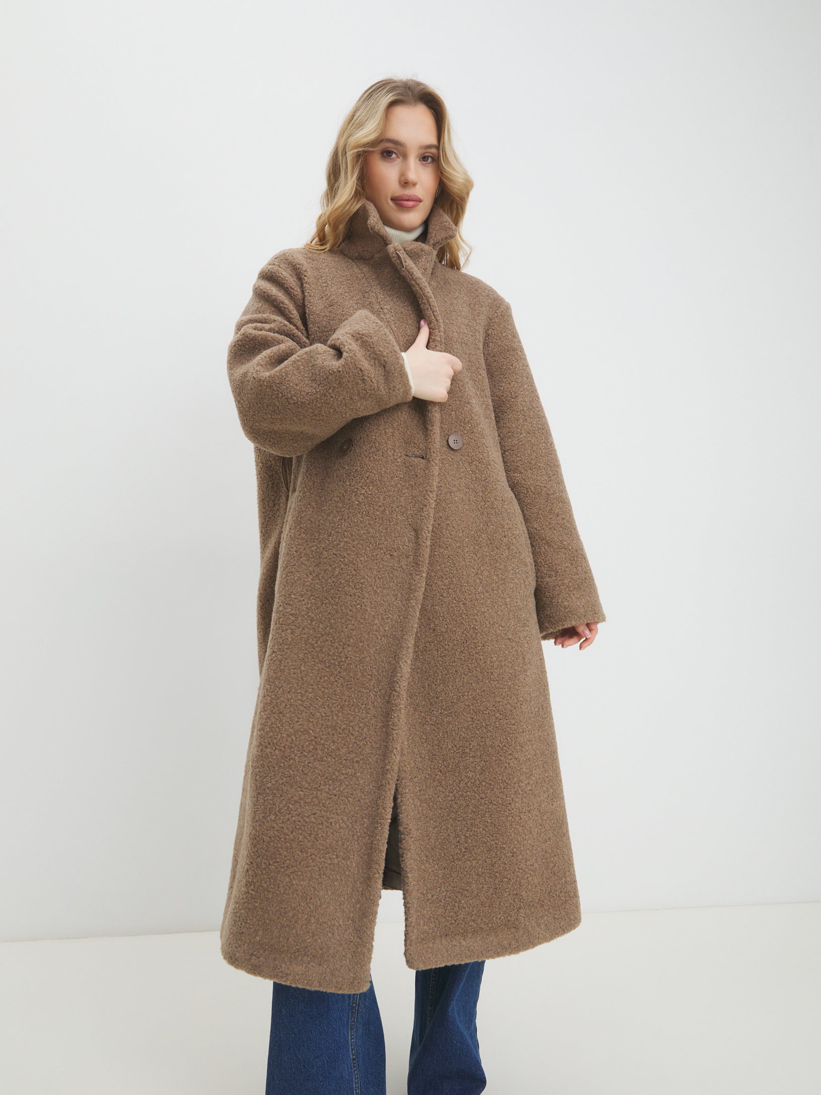 Женское пальто тедди MAISON DAVID KARINA_TEDDY 05 4508355, серо-коричневый