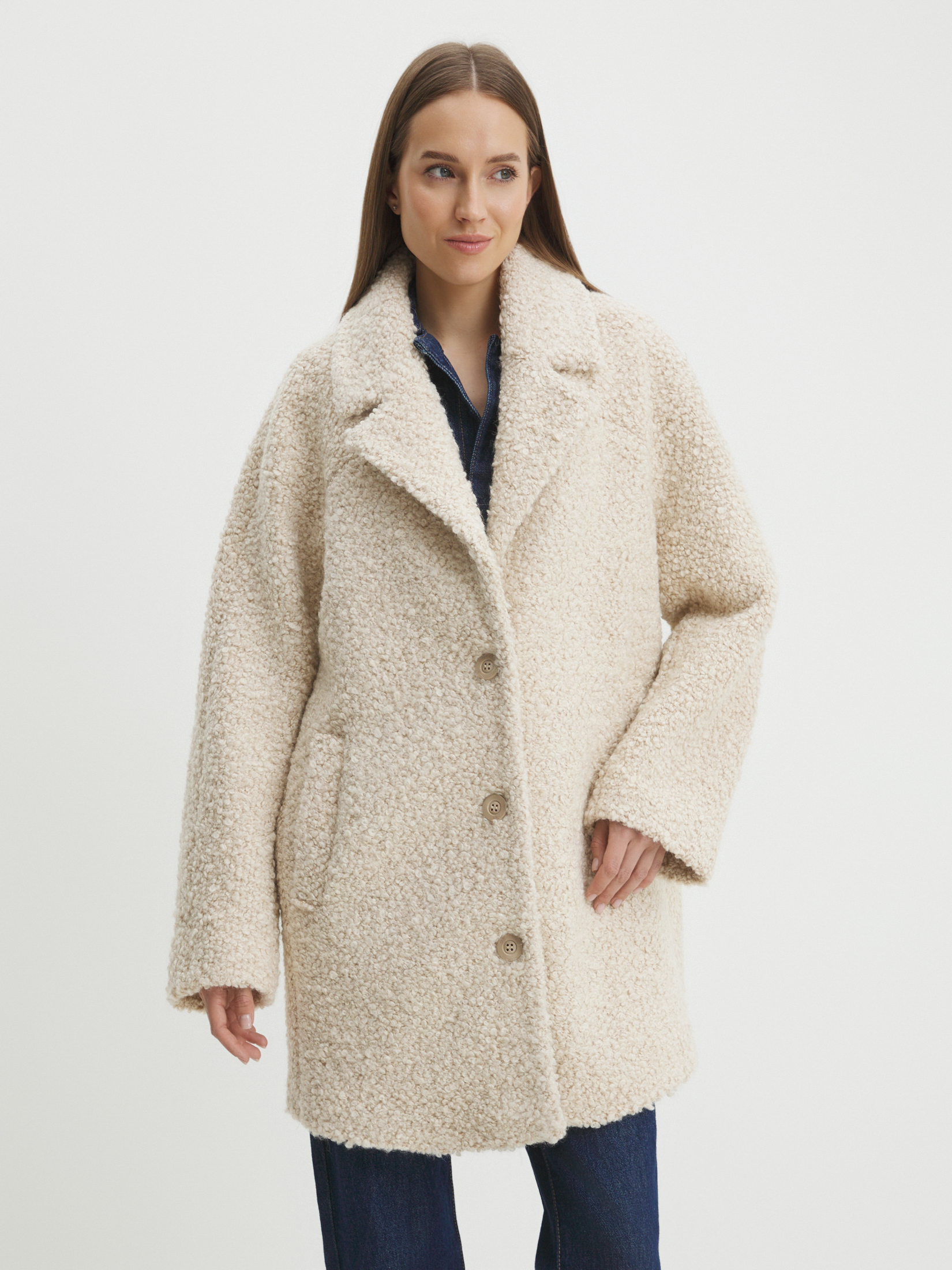 Женское полупальто MAISON DAVID DIANA_ALPACO 4439902, молочно-бежевый