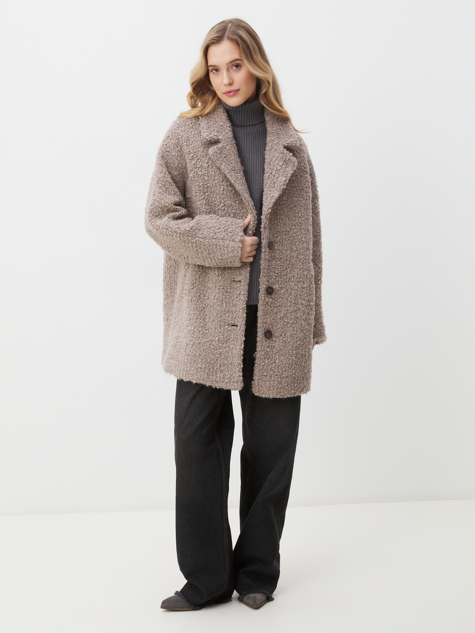 Женское полупальто MAISON DAVID DIANA_ALPACO 4439872, бежево-серый