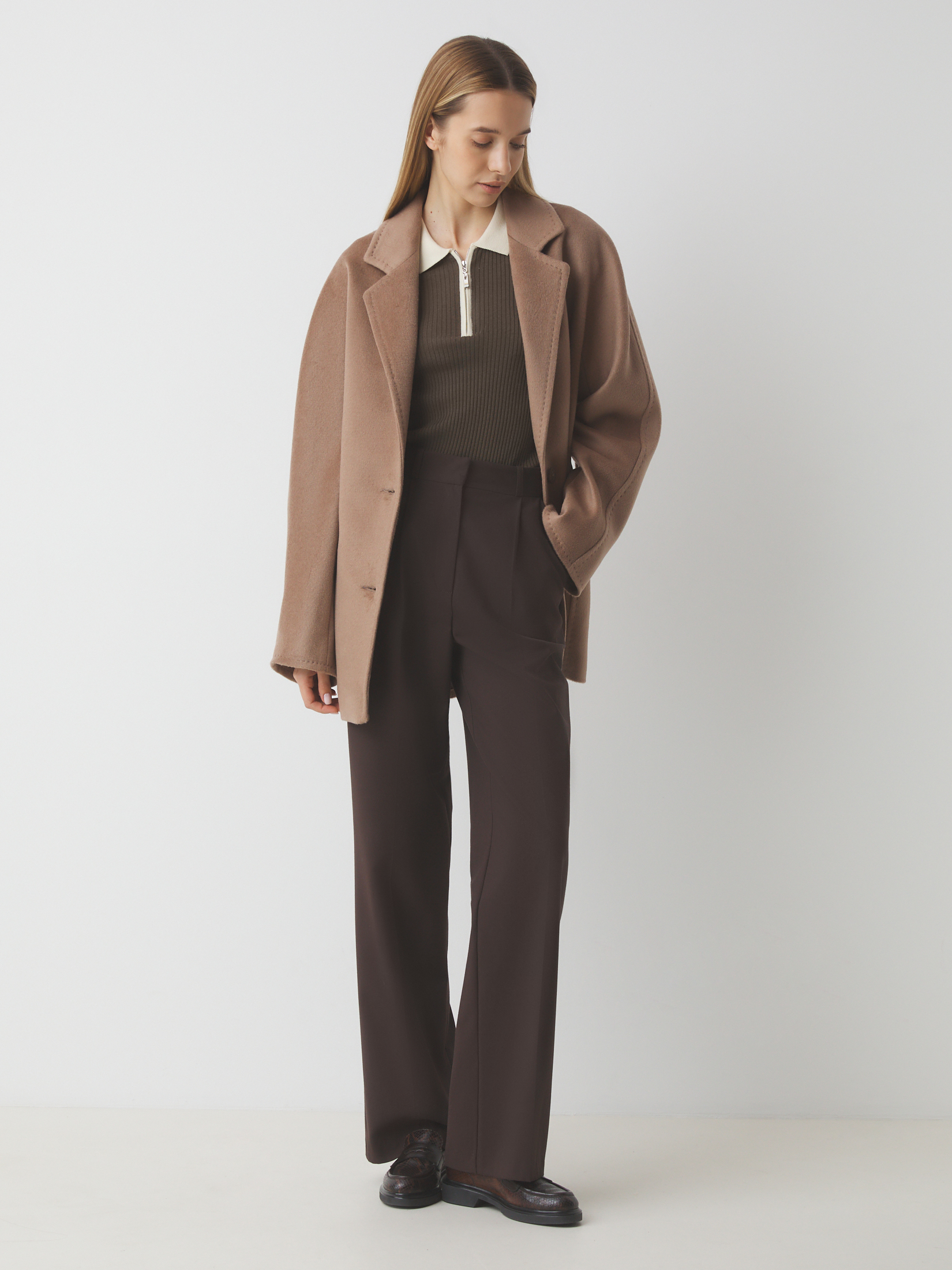 Женское полупальто MAISON DAVID IDELLE_084 4640721, серовато-коричневый