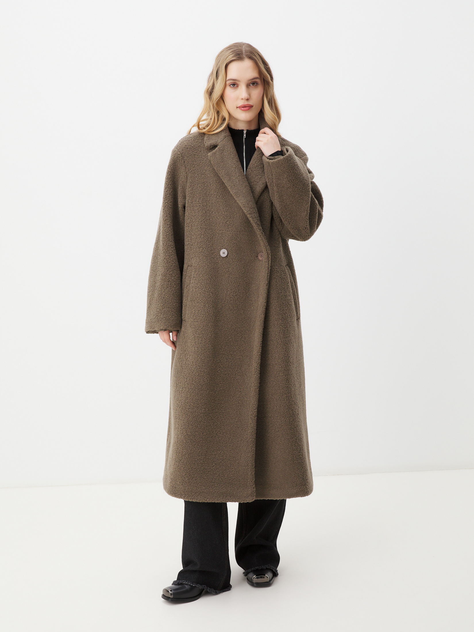 Женское пальто тедди MAISON DAVID KARINA_TEDDY 05 4508369, зелено-коричневый