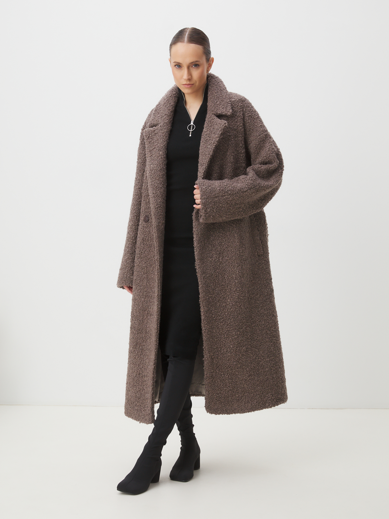 Женское пальто MAISON DAVID JULIA_ALPACO 4535601, коричнево-серый