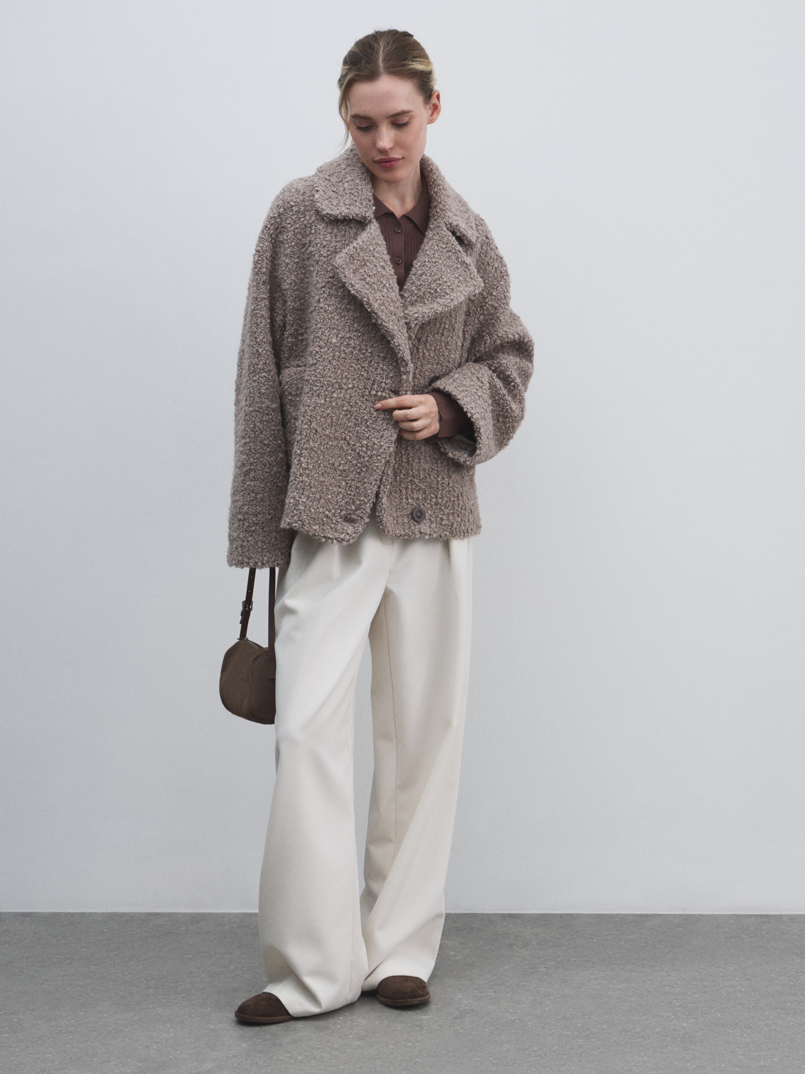 Женское полупальто MAISON DAVID MATILDA_ALPACO 4775956, бежево-серый