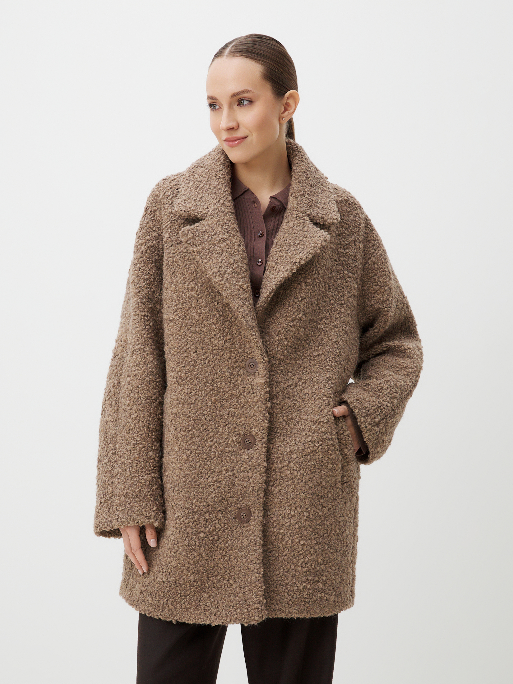 Женское полупальто MAISON DAVID DIANA_ALPACO 4439878, серо-коричневый
