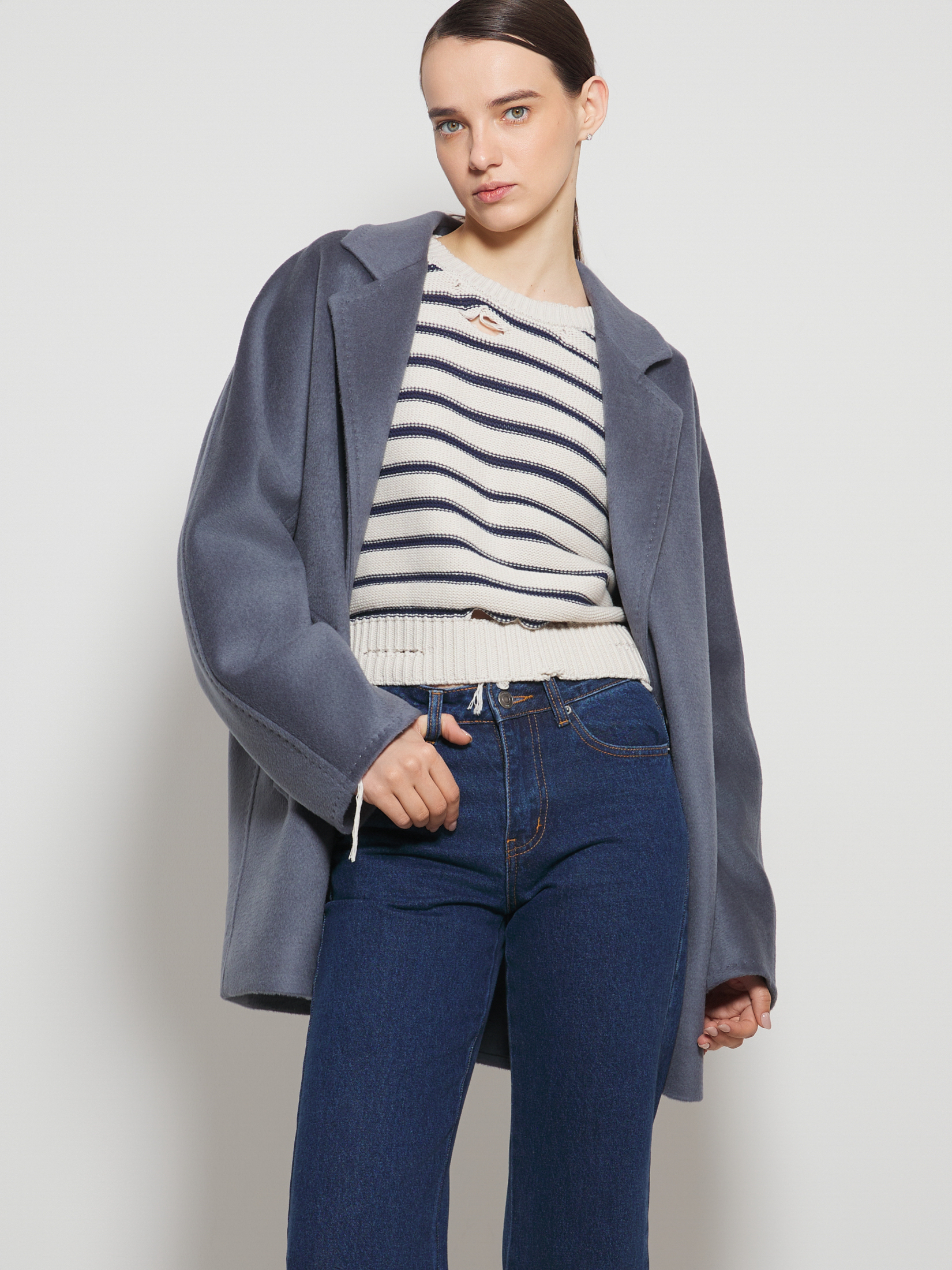 Женское полупальто MAISON DAVID IDELLE_084 4640714, серо-синий