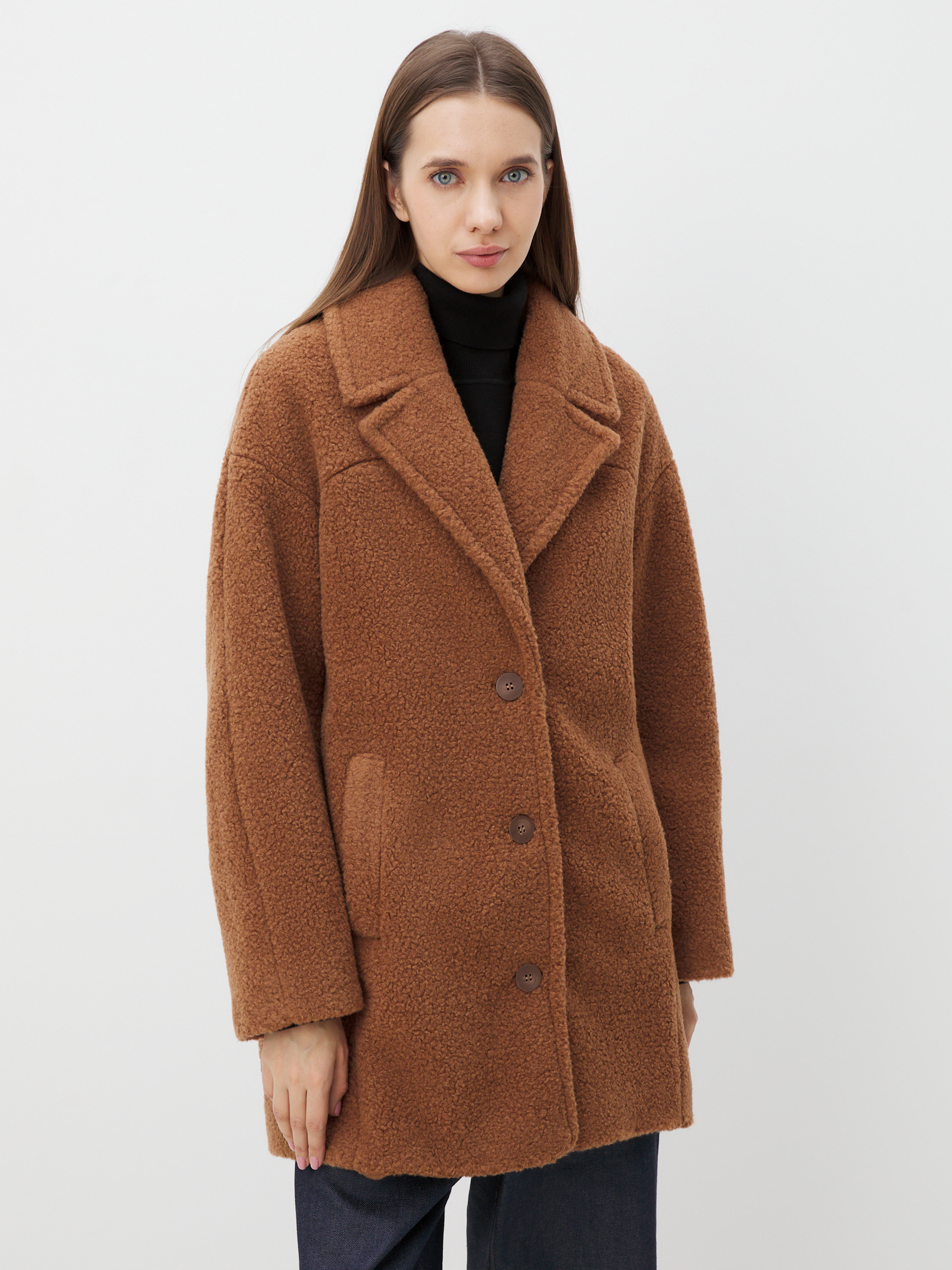 Женское полупальто тедди MAISON DAVID DIANA_TEDDY 05 4459341, коричневый