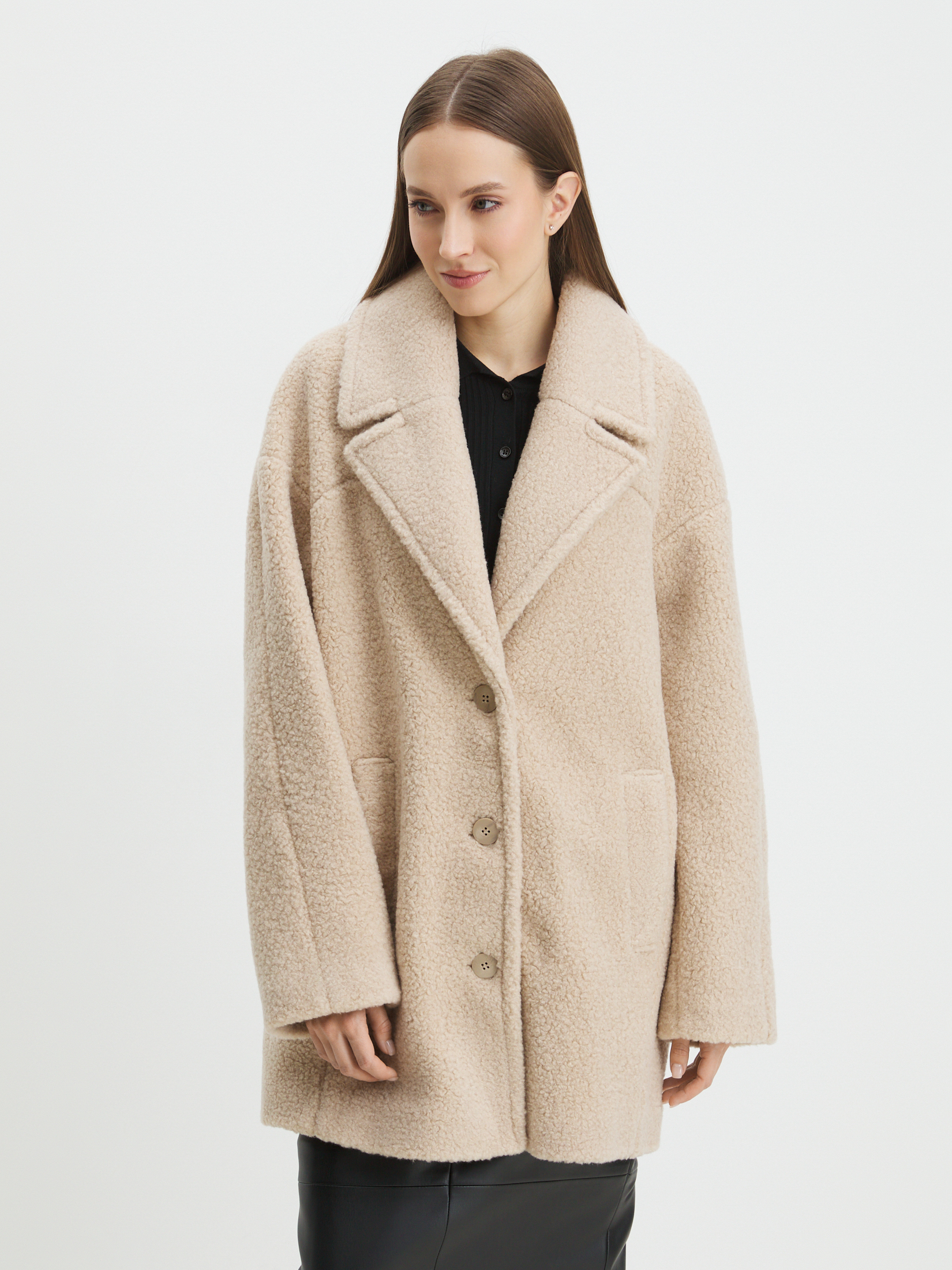 Женское полупальто тедди MAISON DAVID DIANA_TEDDY 05 4507939, светло-бежевый