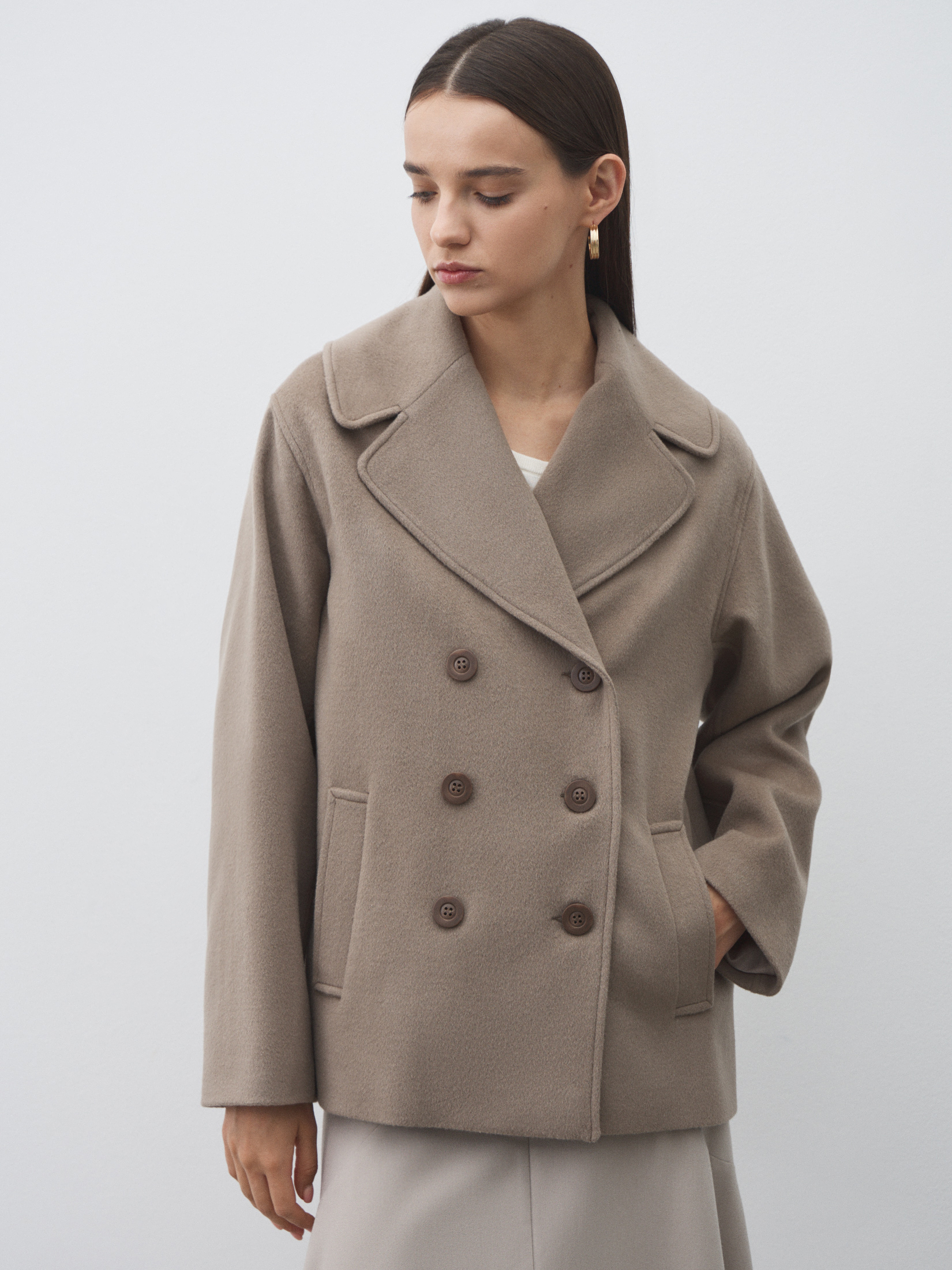 Женское полупальто MAISON DAVID SABINA 4228123, серо-коричневый