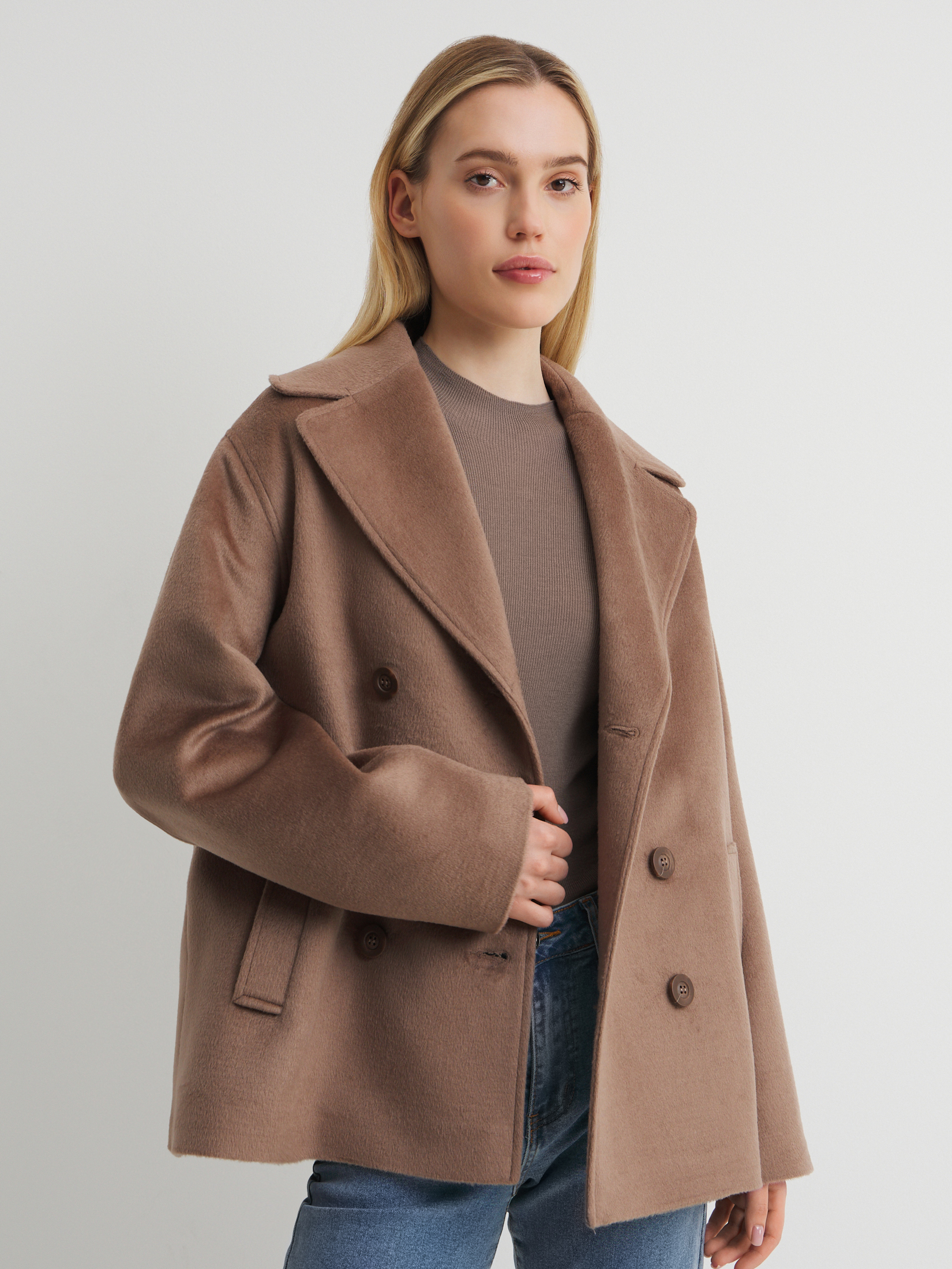 Женское полупальто MAISON DAVID SABINA_084 4674731, серо-коричневый