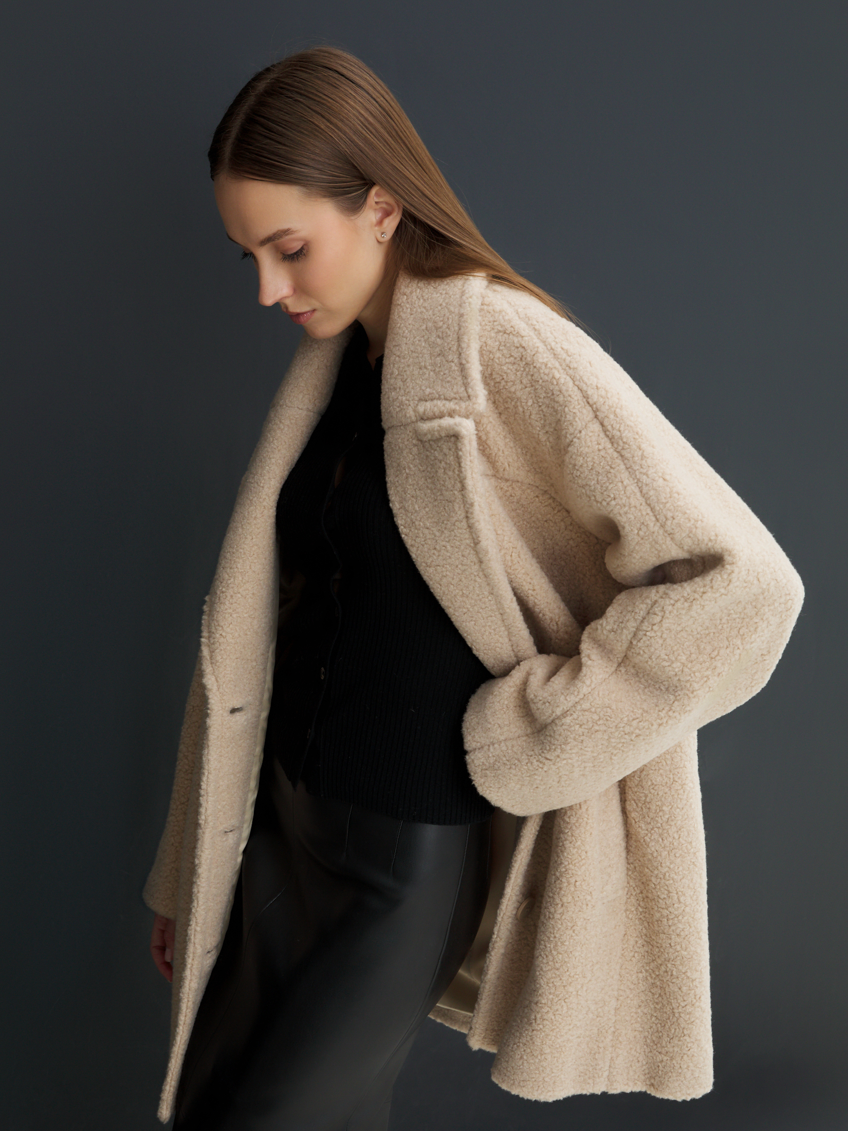 Женское полупальто тедди MAISON DAVID DIANA_TEDDY 05 4507939, светло-бежевый