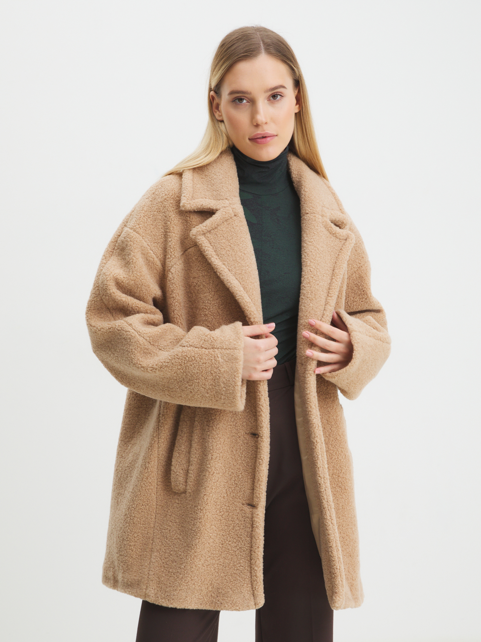 Женское полупальто тедди MAISON DAVID DIANA_TEDDY 4394594, бежевый